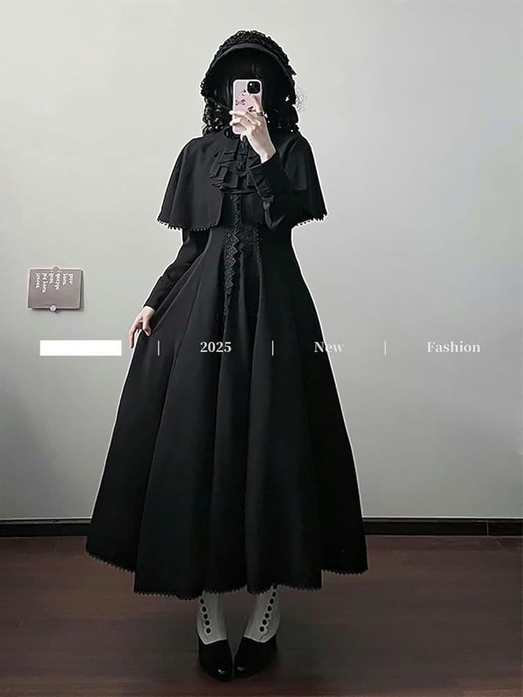 ゴスロリ ロングドレス ブラック ロリータ ワンピース ポンチョ クラロリ 楽天市場】コスプレ ゴスロリ ダーク ゴシック 長袖 ロング ワンピース