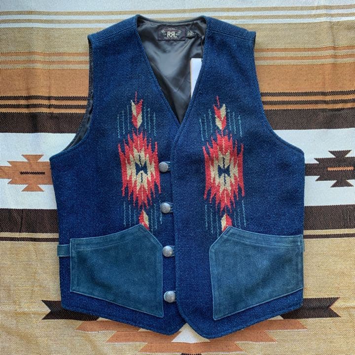 RRL ネイティブ ウール レザー ベスト - メルカリ