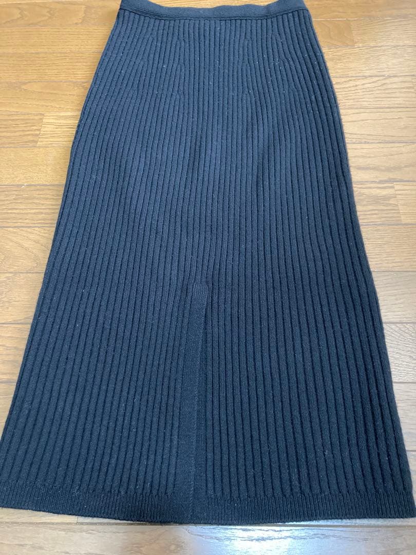 2024aw Drawer ドゥロワー ウールカシミヤリブ編みニットスカート