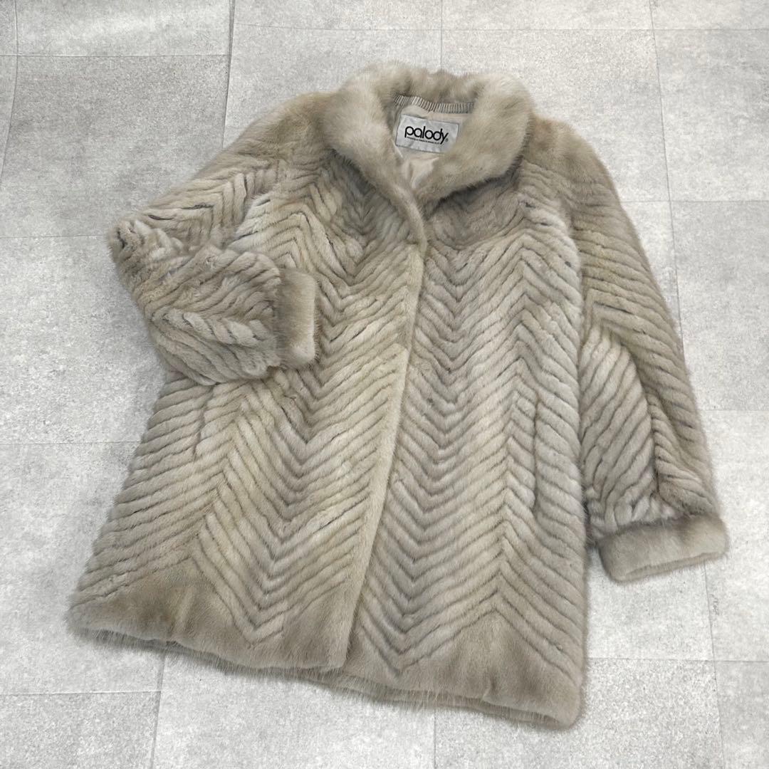 サファイアミンク　ギザミ　リアルファー　毛皮　コート　ミドル丈　デザイン◎ L サファイアミンク ミドル丈 ミンクコート Aライン 柔らか 毛皮 リアル