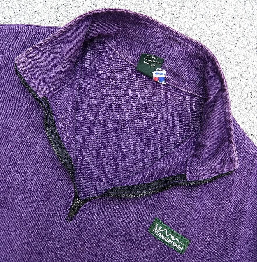 希少 初期 90s USA製 マナスタッシュ ヘンプ ハーフジップ ジャケット