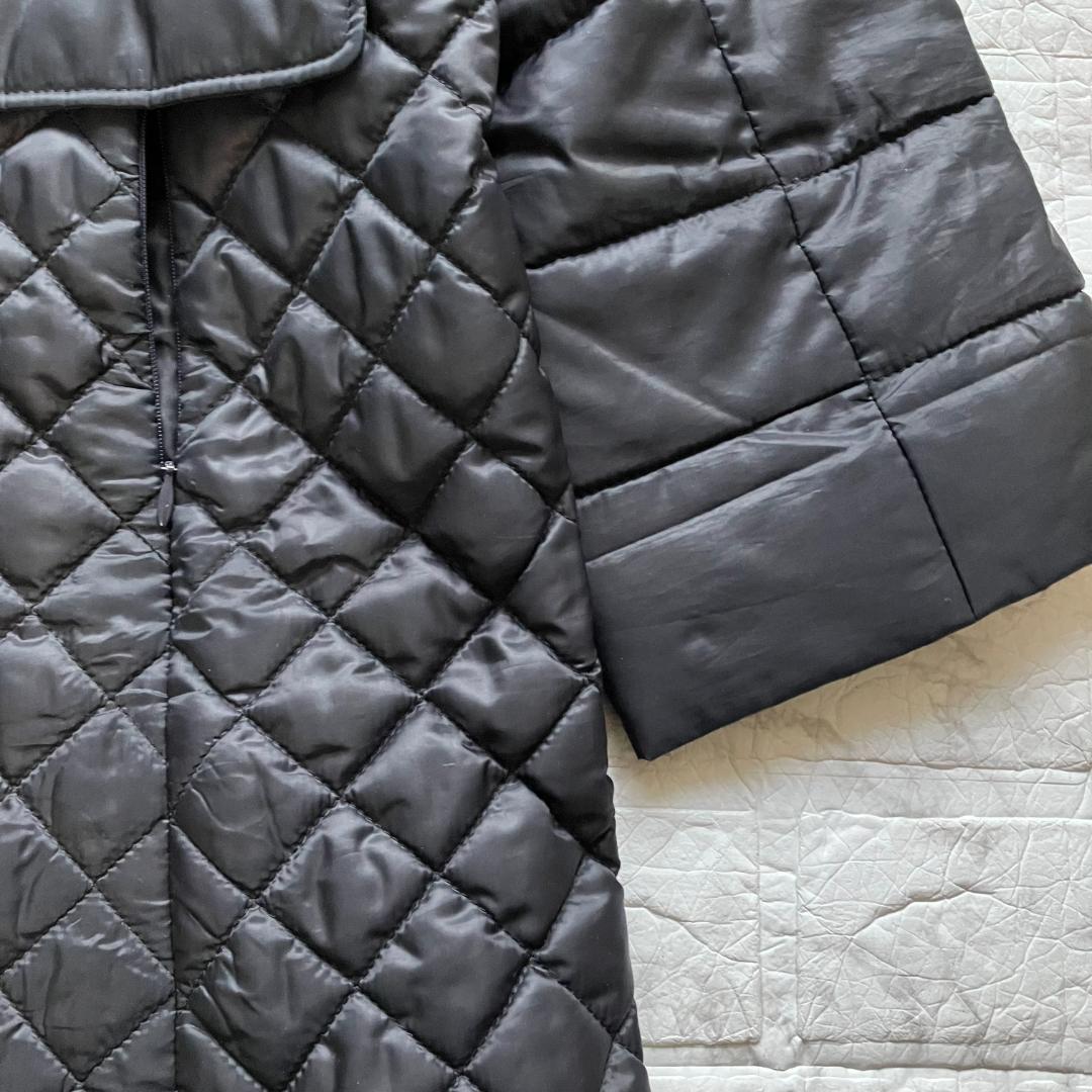 美品◎レリアンホワイトレーベル ダイヤキルト ロングコート 4L 黒 軽量