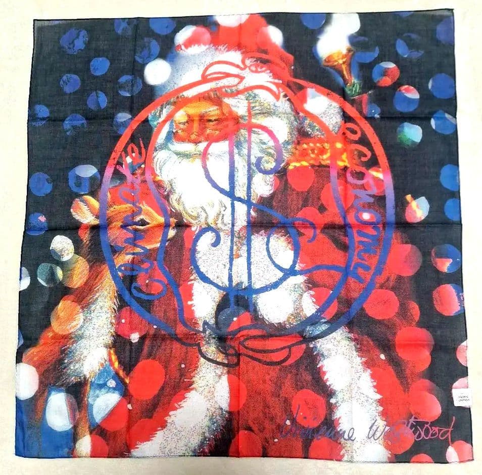 新品 ヴィヴィアンウエストウッド サンタクロース ハンカチ 新品 チャーム付き ヴィヴィアンウエストウッドのタオルハンカチ