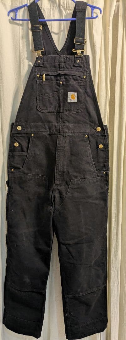 Carhartt ダブルニー ダックオーバーオール Black 中古・古着通販】CarHartt (カーハート) ダブルニーオーバーオール