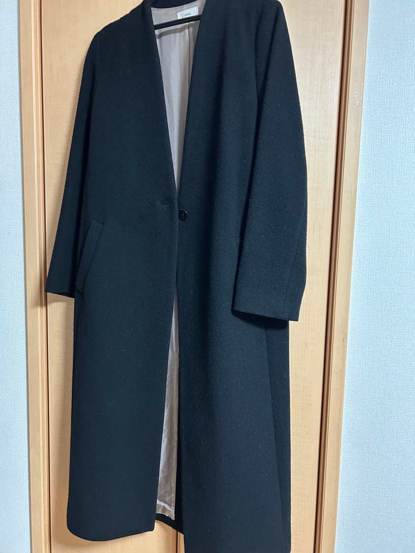 ブラックロングコート（レディース） Louere（ルエレ） ステンカラーコート コート 2wayステンカラーロング
