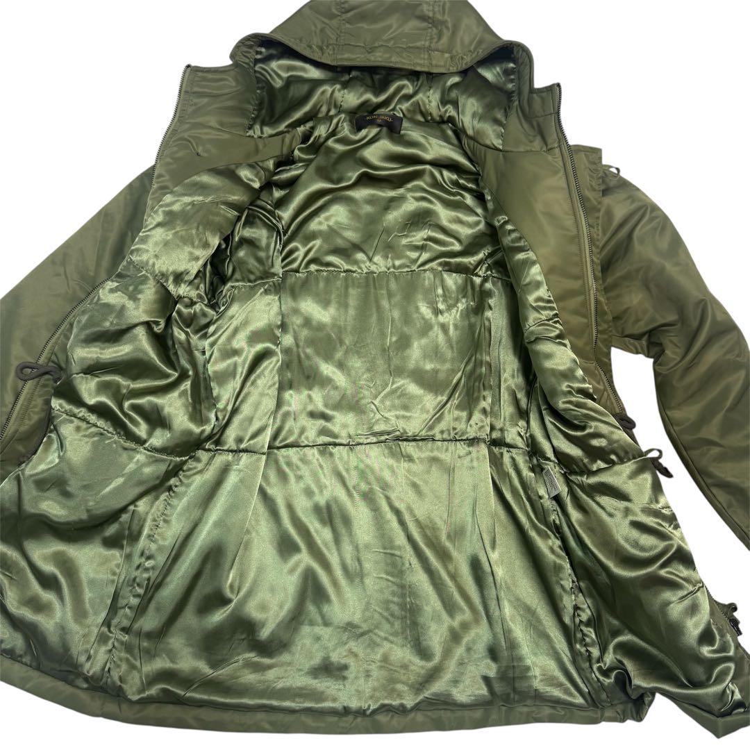 今昔 コンジャク -KON-JAKU- 総刺繍 ナイロン 防寒中綿コート カーキ