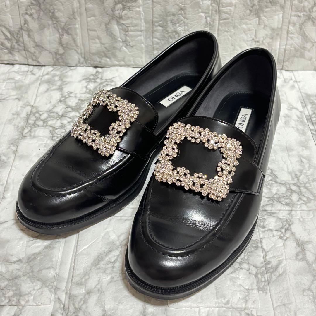 極美品✨️◇ OHGA （オーガ） ビジュー付き ローファー 黒 24,5cm◇