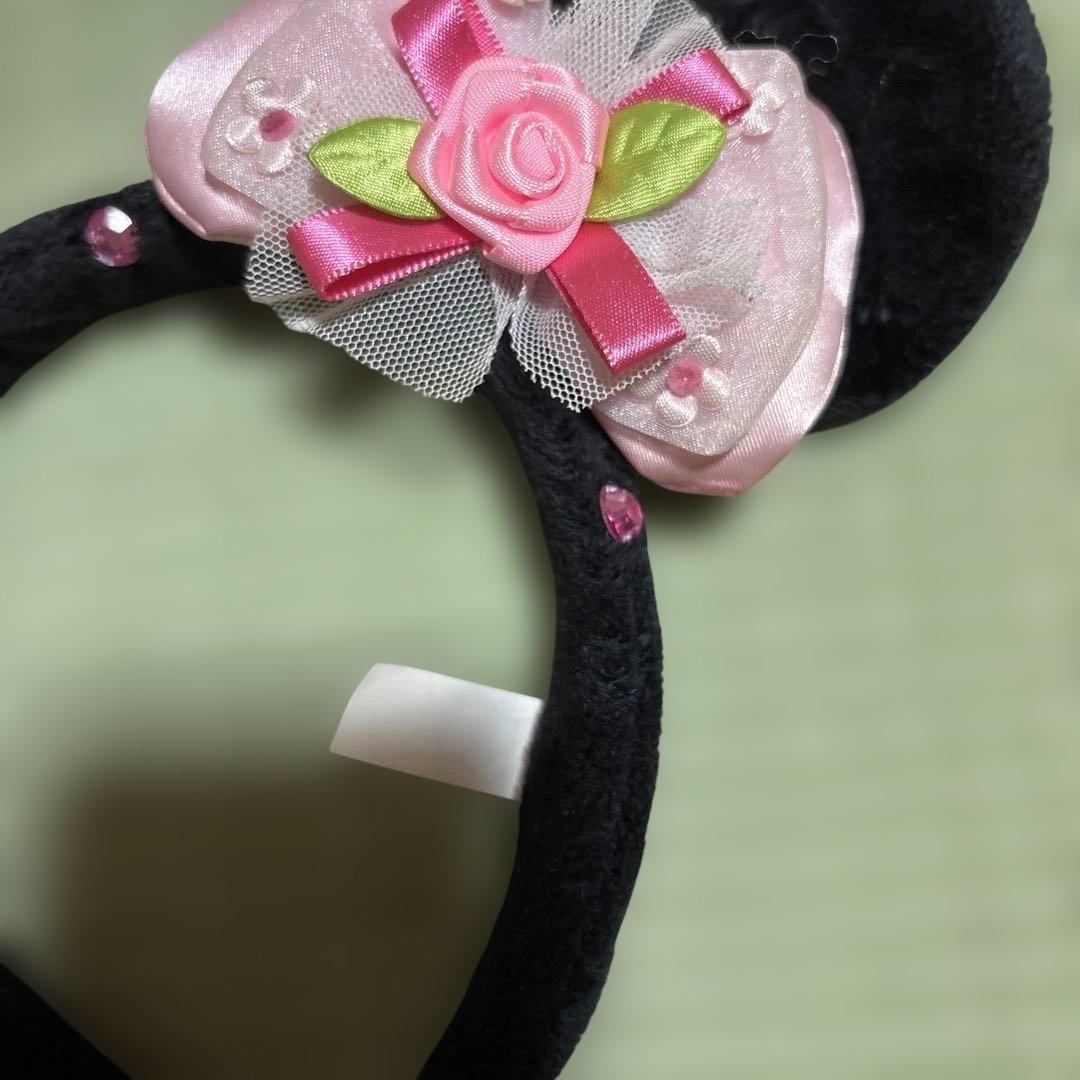 ディズニー ミニー 薔薇 シフォン リボン カチューシャ ピンク バラ