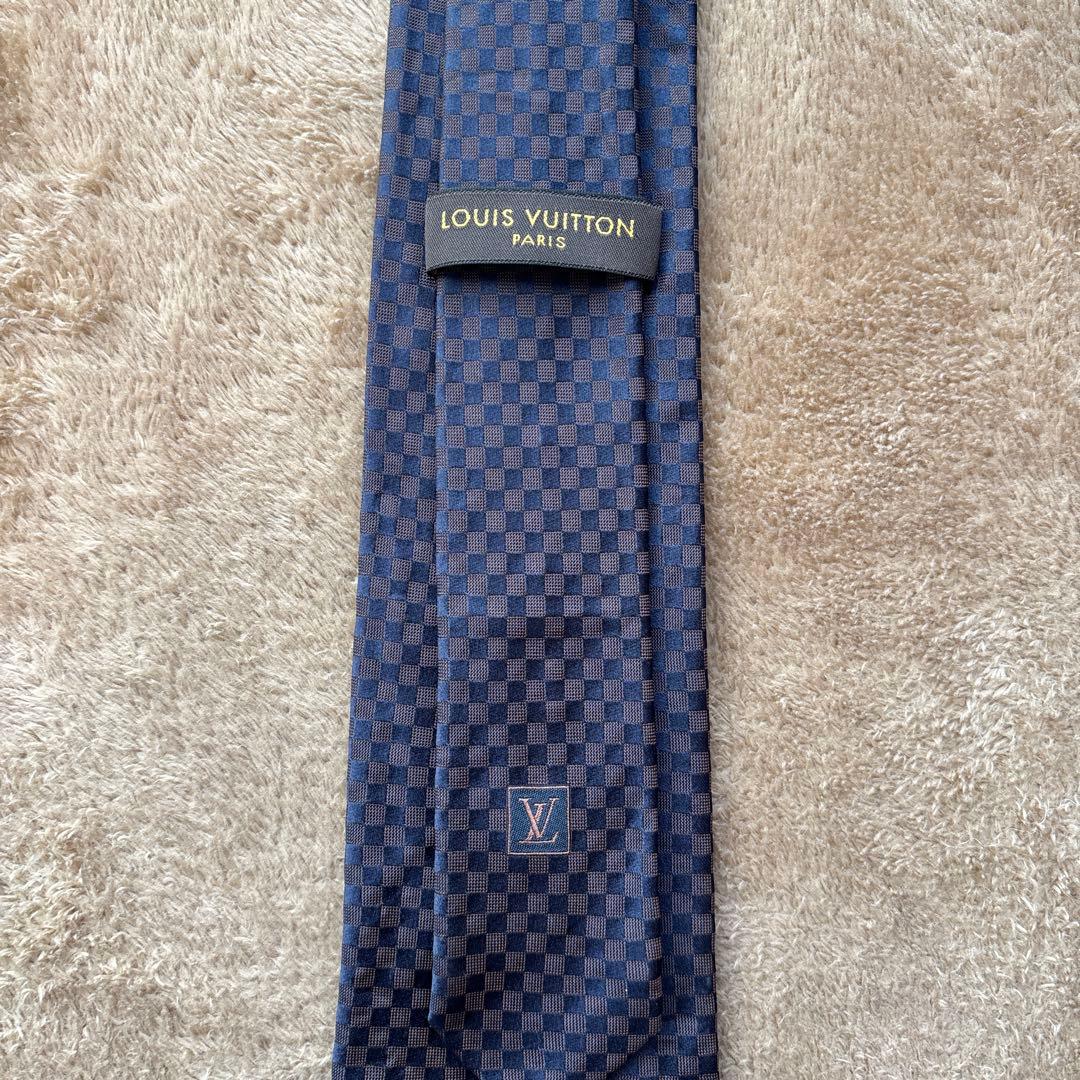 Louis Vuitton ネクタイ ブラックネイビー✖️ブラウン チェック柄