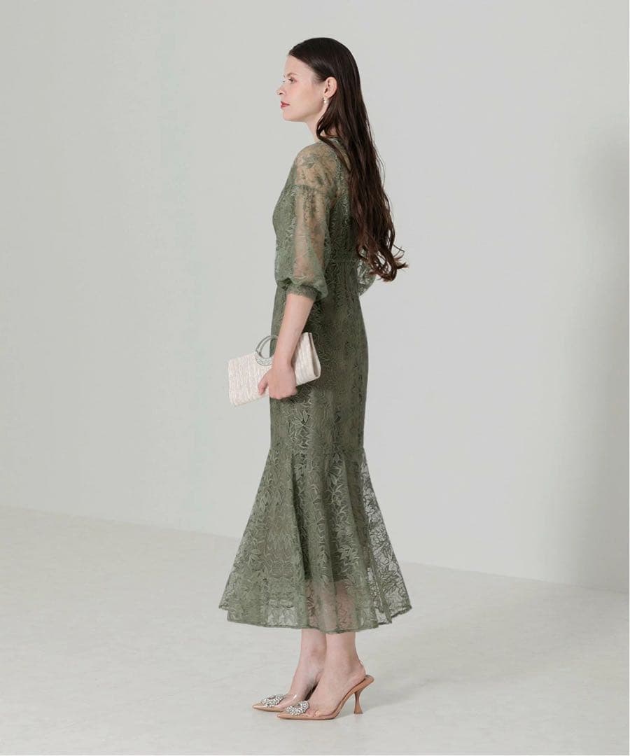 Hiyoko様 Leja 刺繍花柄総レースマーメイドタイトワンピース - メルカリ