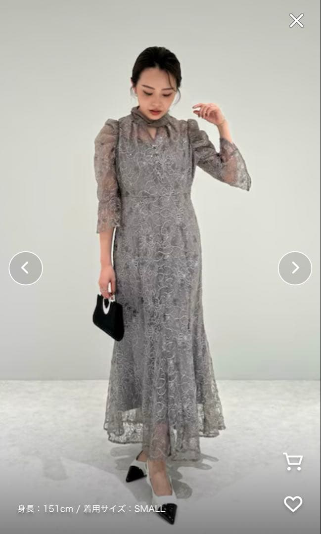 LEJA/スパンコール花柄パフスリーブマーメイドワンピースドレス結婚式