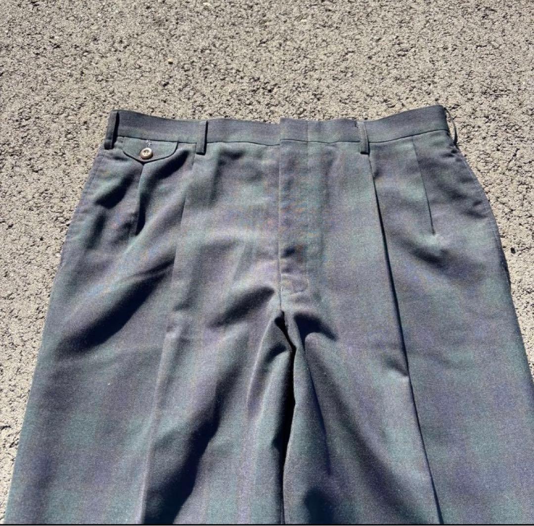 90s unknown ウールスラックス ツータック ブラックウォッチ チェック