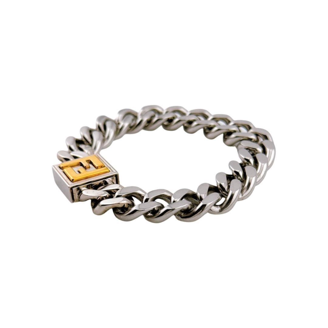 現行 定価67100円 FENDIフェンディ FFブレスレット 喜平 シルバー系