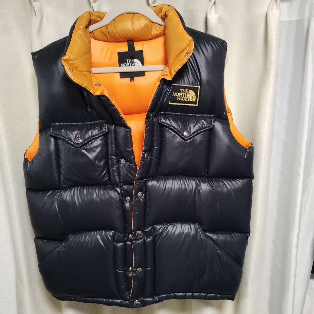 THE NORTH FACE ダウンベスト ブラック/オレンジ 中古・古着通販】THE NORTH FACE (ザ ノース フェイス) ヌプシダウン