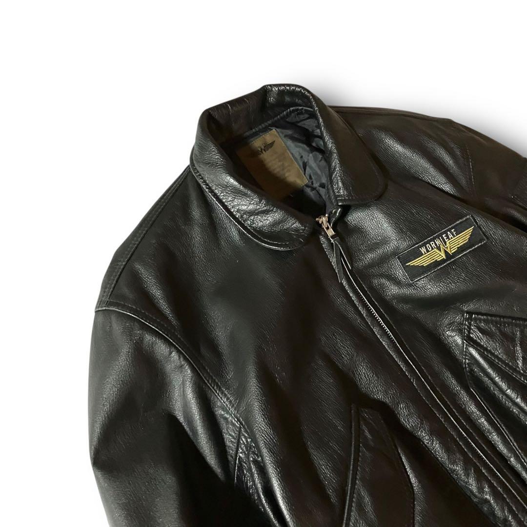 vintageレザージャケットCWU-45P型フライトジャケット本革ブラック黒L