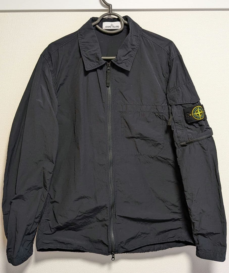 STONE  オーバーシャツ ブラック Lサイズ STONE ISLAND (ストーンアイランド) オーガニックコットン ダブル