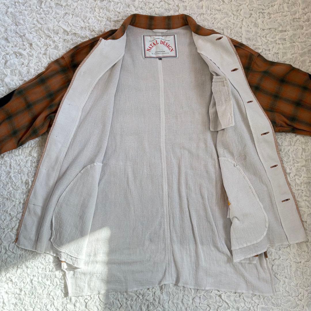 美品 natal design エルボーパッチオンブレチェックシャツジャケット