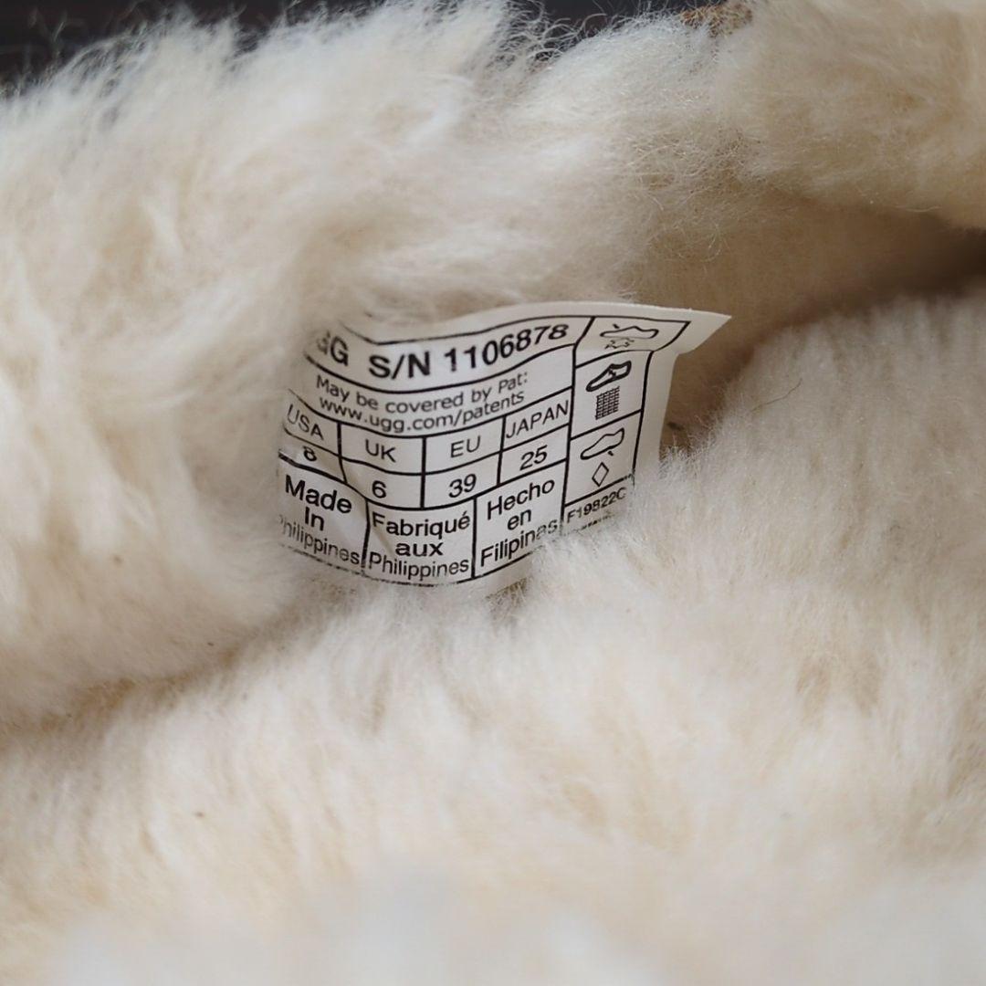 UGG 25.0cm ブラウン スエード モカシン ボア 秋冬 S557