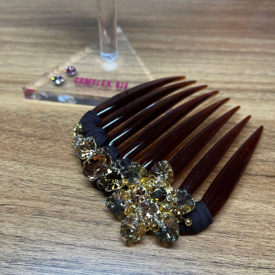 コンプレックスビズ　フラワーモチーフ ヘアコーム ブラウン　タルトコーム Complex Biz（コンプレックスビズ） ディヴァインネイチャー フレンチ