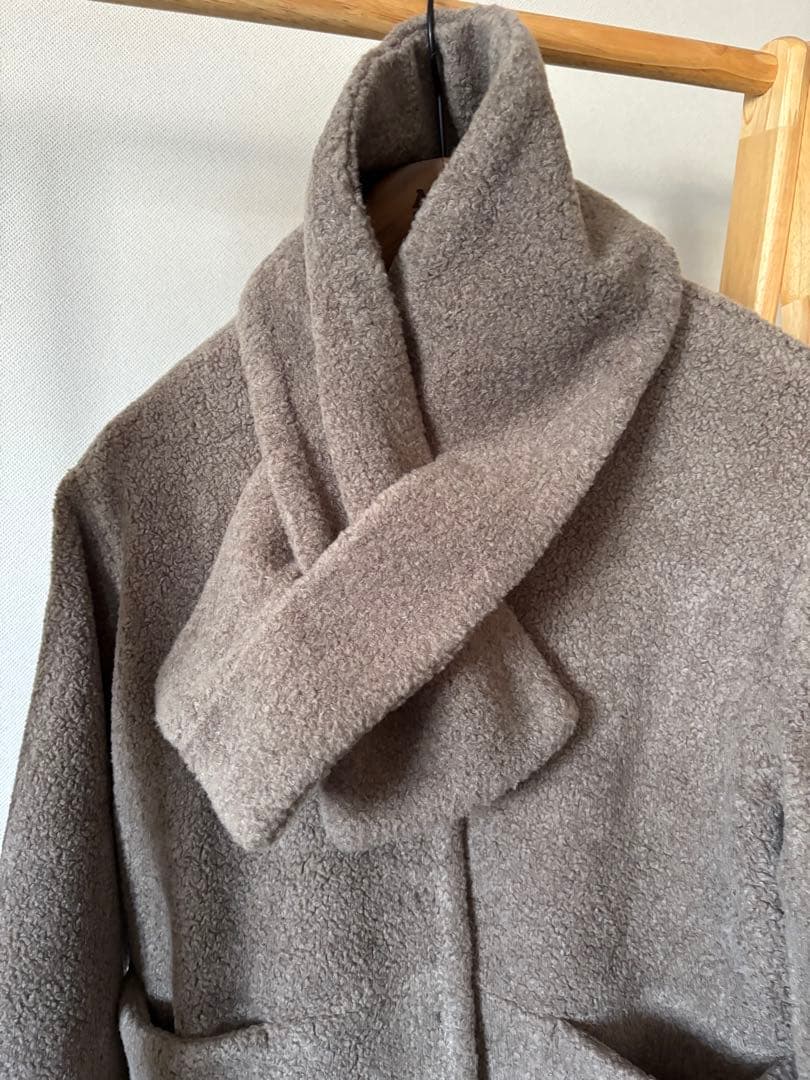 北欧、暮らしの道具店 大人のためのウール混ボアコート（マフラー付き