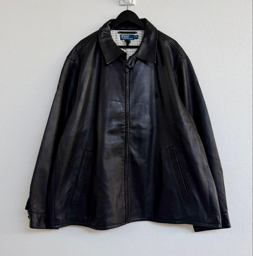 超スペシャル 90s ラルフローレン レザー ジャケット XXL ブラック 黒 超スペシャル 90s ラルフローレン レザー ジャケット XXL ブラック 黒