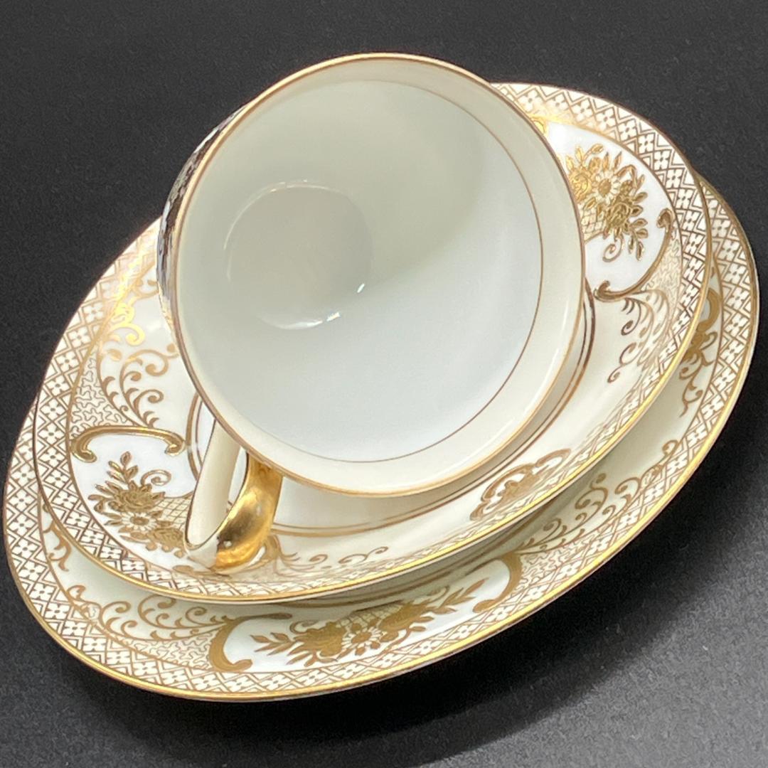 オールドノリタケ 金盛上花籠装飾図紋 キャビネットトリオ マルキ印