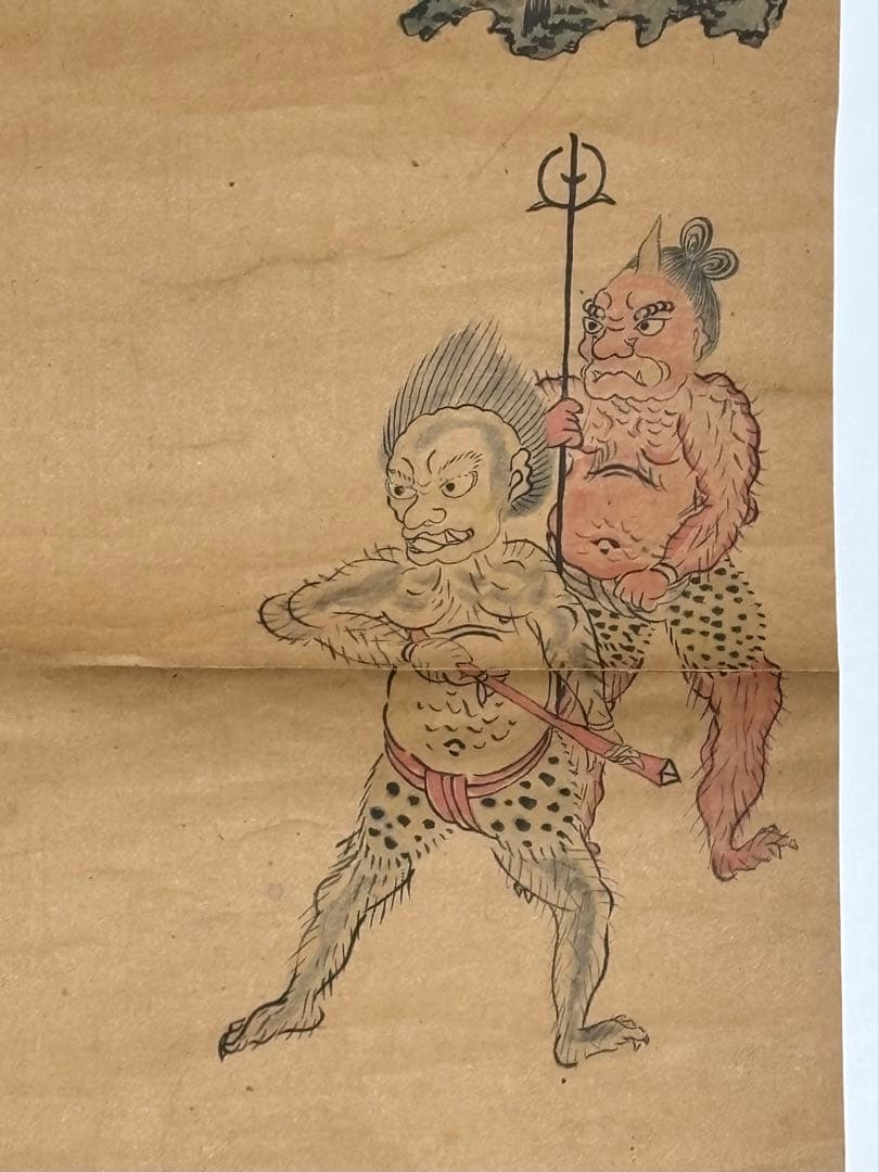 天保八年筆 青面 金剛 庚申」彩色木版刷り 1枚|和本