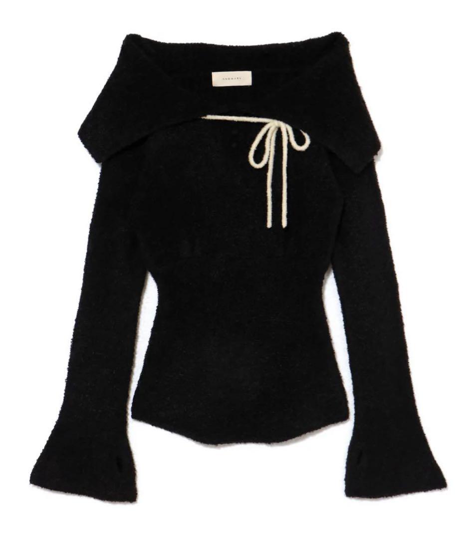 トップス andmary Flora knit tops BLK ANDMARY】Flora knit tops