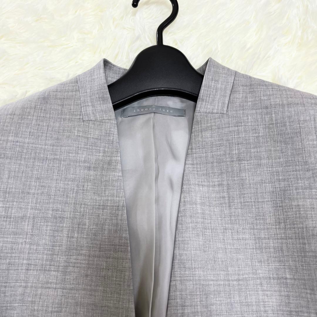 美品 Theory luxe スカートスーツセットアップ ノーカラー グレー