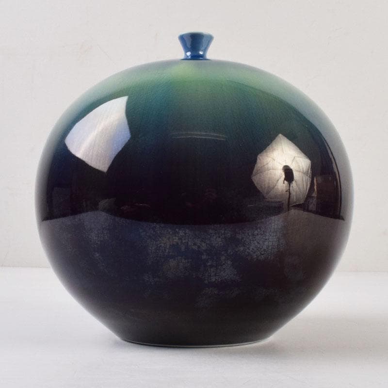 九谷焼 柳雨軒 三代八十吉 徳田正彦作 彩釉 耀彩 壷 M R9162H