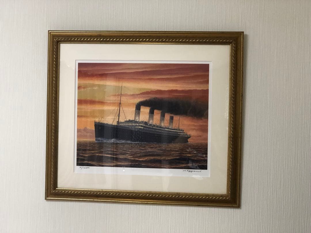 鑑定団 タイタニック号 夕景 絵画 リトグラフ 版画 初期刷り 野上隼夫