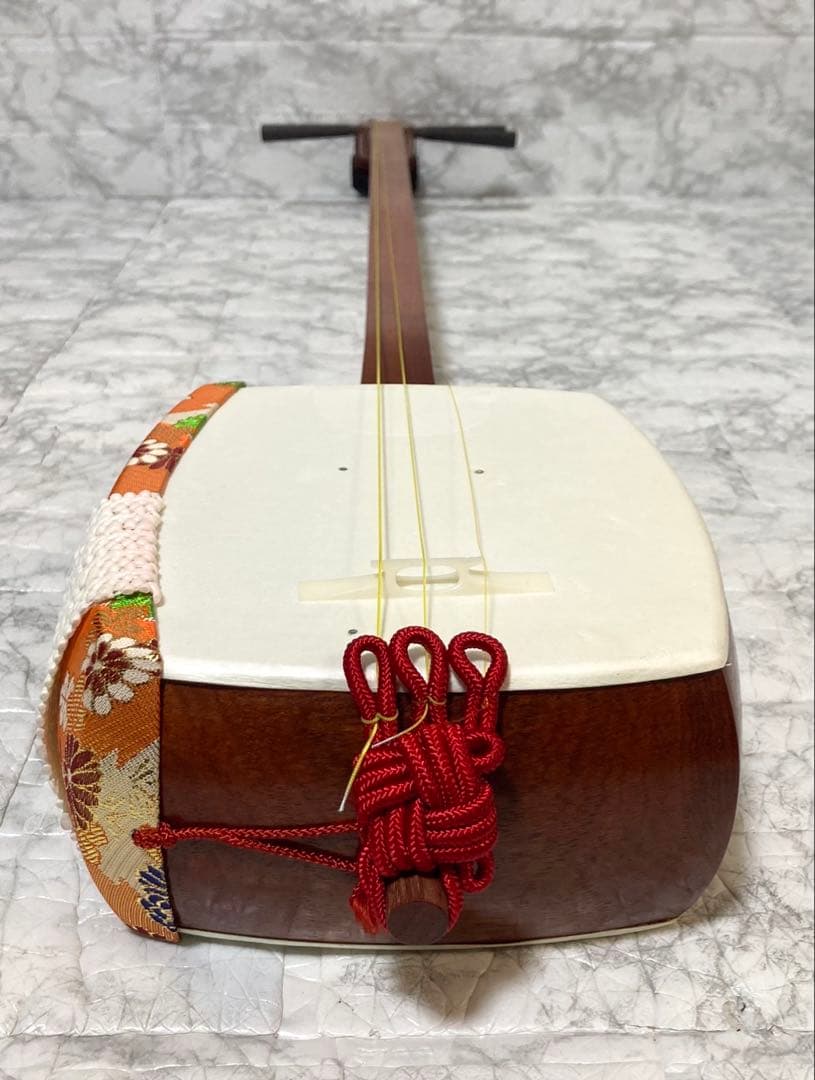 美品】三味線 中棹 撥 特選白象印 ハードケース付き 音出し確認済