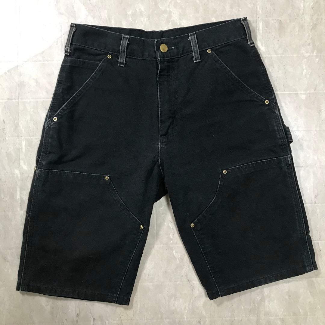 80s〜90s カーハート ダブルニー ショーツ USA製 ブラック 黒 春 夏