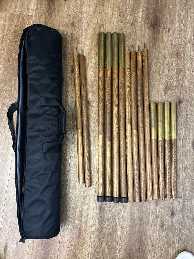 ウッドポール 4本セット 木製 真鍮 タープ キャンプ アウトドア ルートベース ウッドポール2300の通販｜【196】ひのき・木製キャンプ用品店