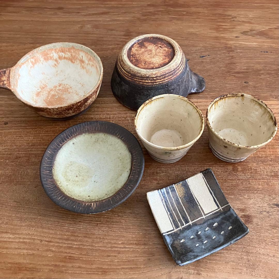 益子焼き　おふたり様　6点セット【廃盤希少】 益子焼／2tone／丼／どんぶり／陶器／ツートーン／おしゃれ／可愛い