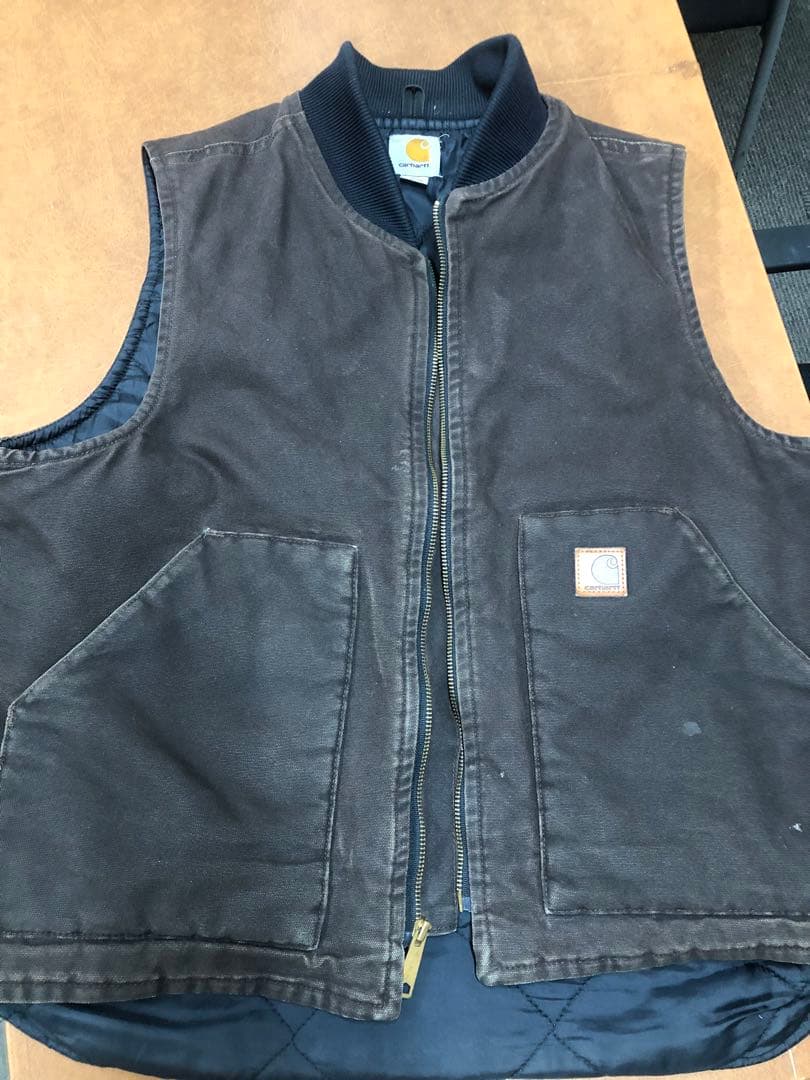 カーハート　Carhartt ダークブラウン ベスト　L CARHARTT Firm Duck Insulated Rib Collar Vest BROWN BLACK