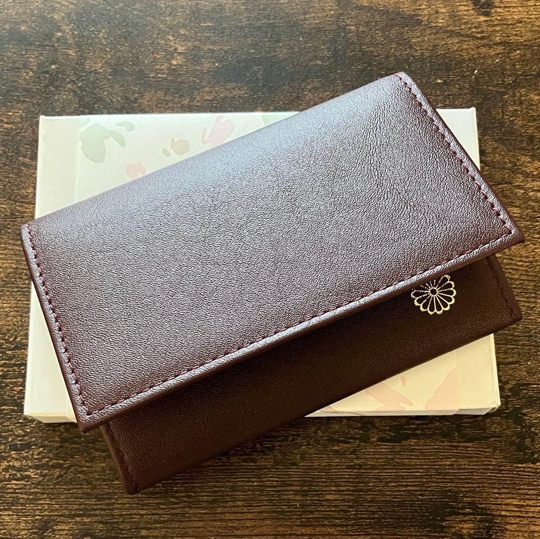 匿名/即発送】皇居 名刺入れ 赤色 ワインレッド 皇居財布 箱入り