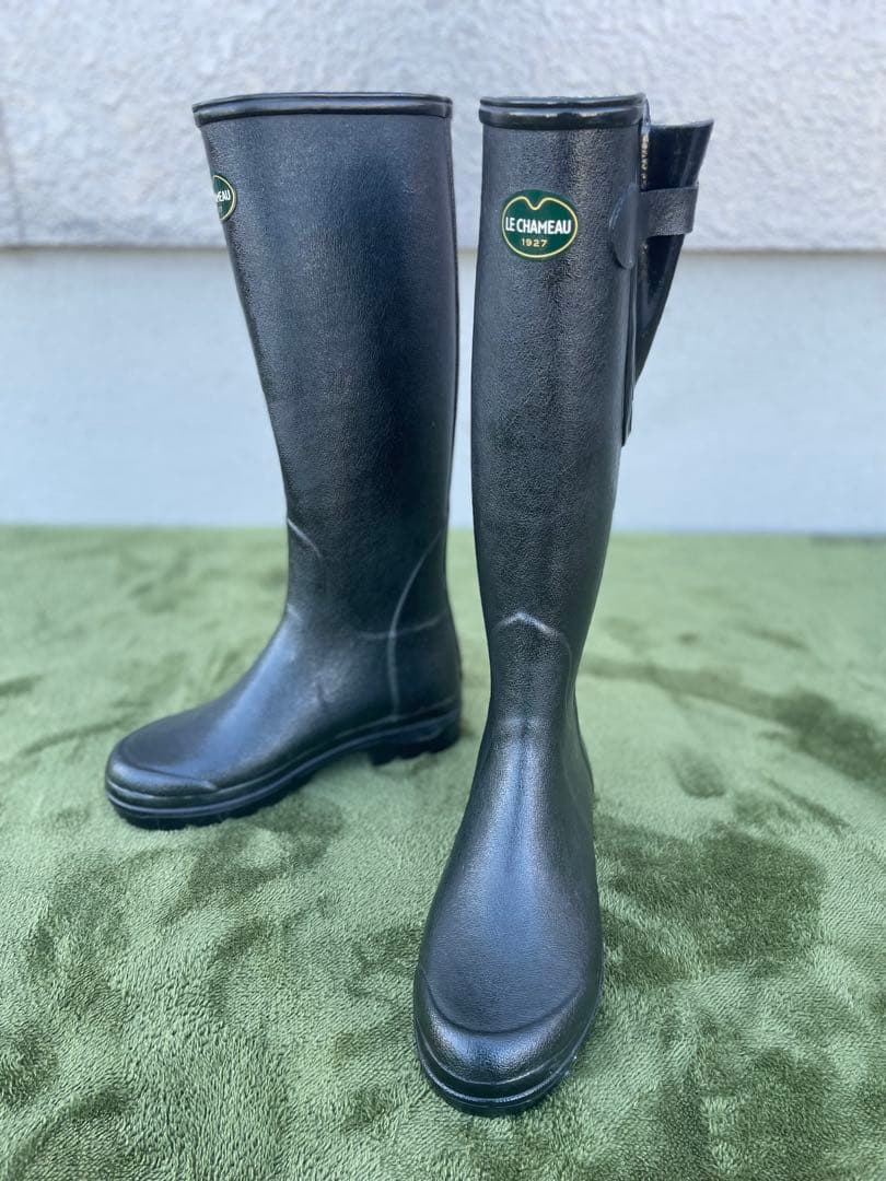 ほぼ未使用　レディース　レイン　ラバーブーツLE CHAMEAU ３7 パトゥがフランスの老舗「ルシャモー」とコラボ、ラバーブーツ2型を発売