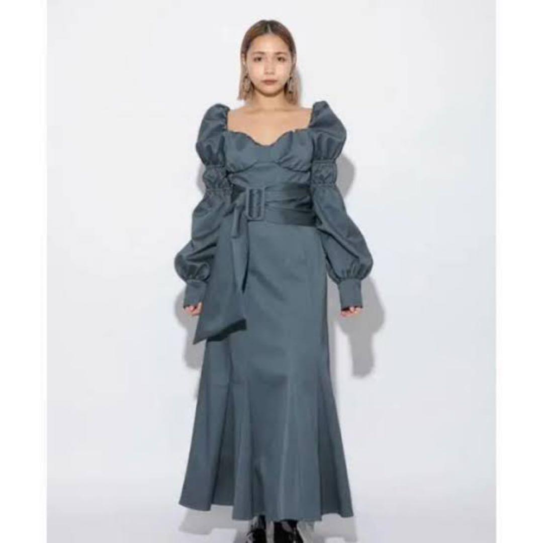 melt the lady メルトザレディ レザーライクロングワンピース ブルー