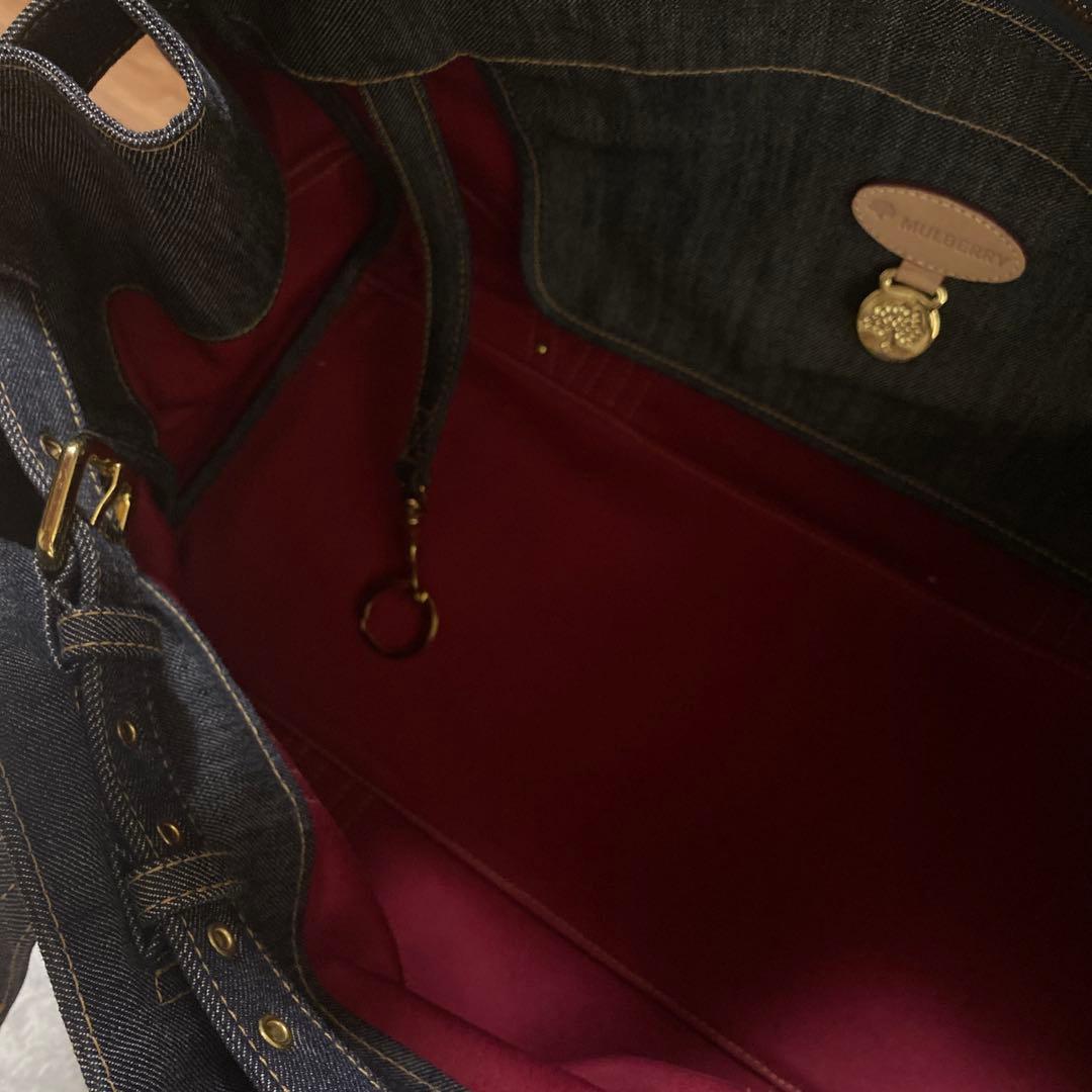Mulberry ボストンバッグ ハンドバッグ ハート デニム地 紺 - メルカリ