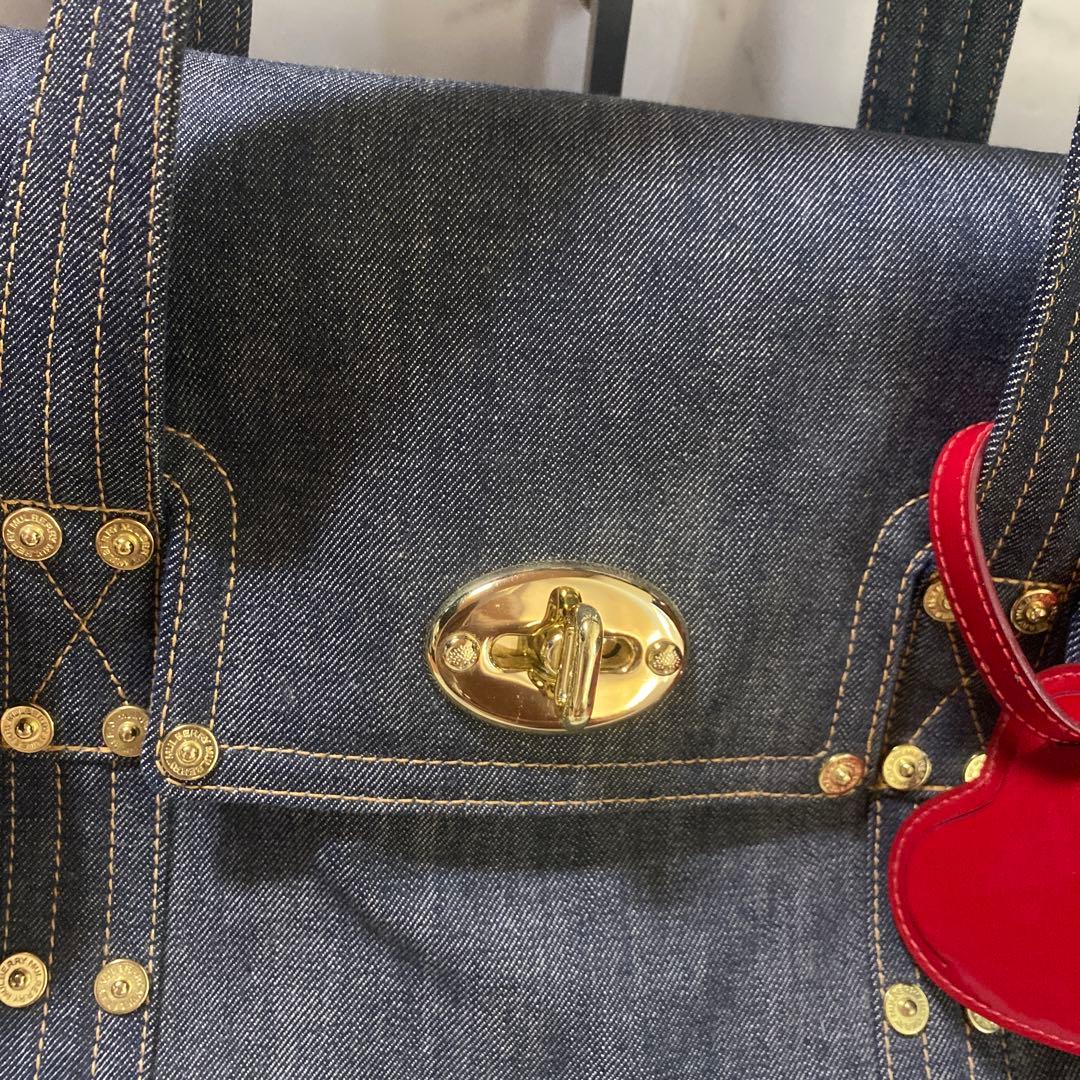 Mulberry ボストンバッグ ハンドバッグ ハート デニム地 紺 - メルカリ