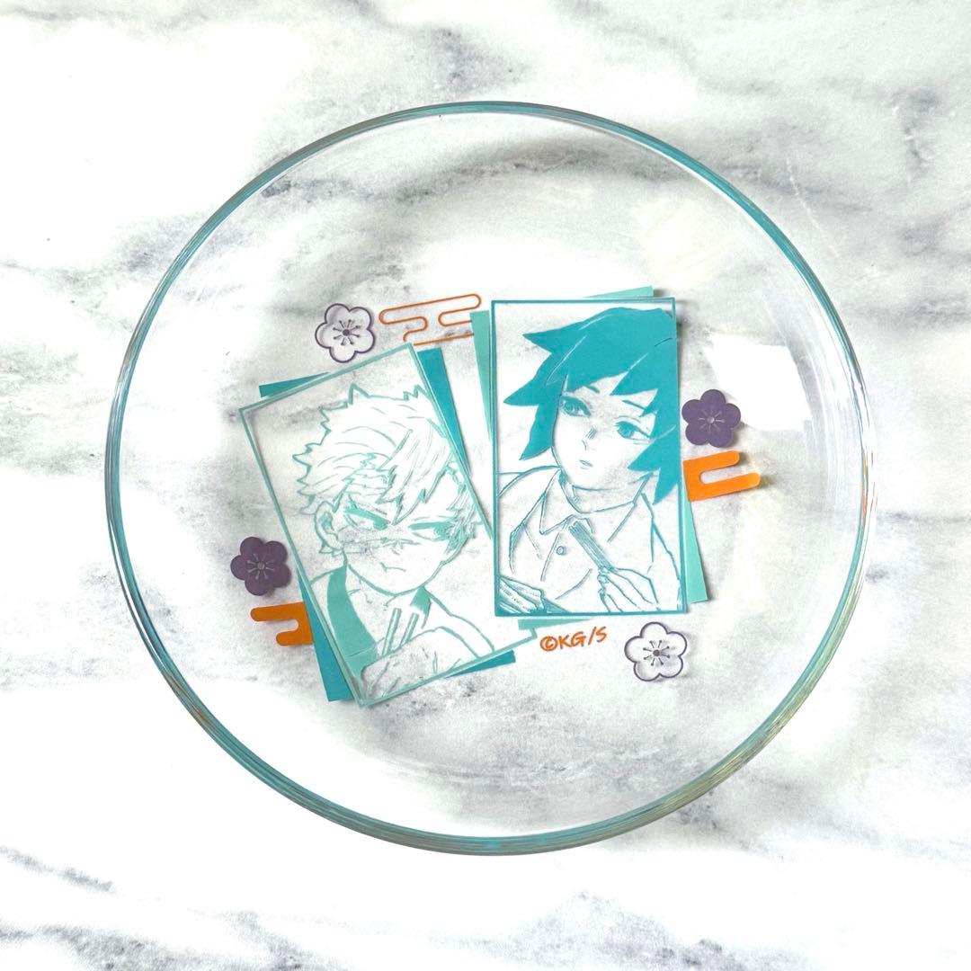 鬼滅の刃 ufotable ガラスミニプレート ジャンプショップ 実弥 義勇