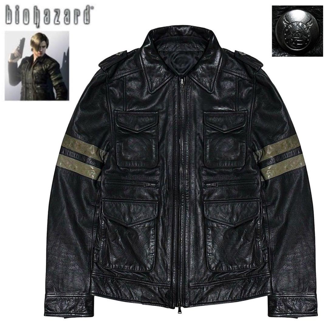 定10.5万 バイオハザード6 レオン S ケネディ 加工 レザージャケット L BIOHAZARD 6/バイオハザード6】レザージャケット バイオ6 レオン・S