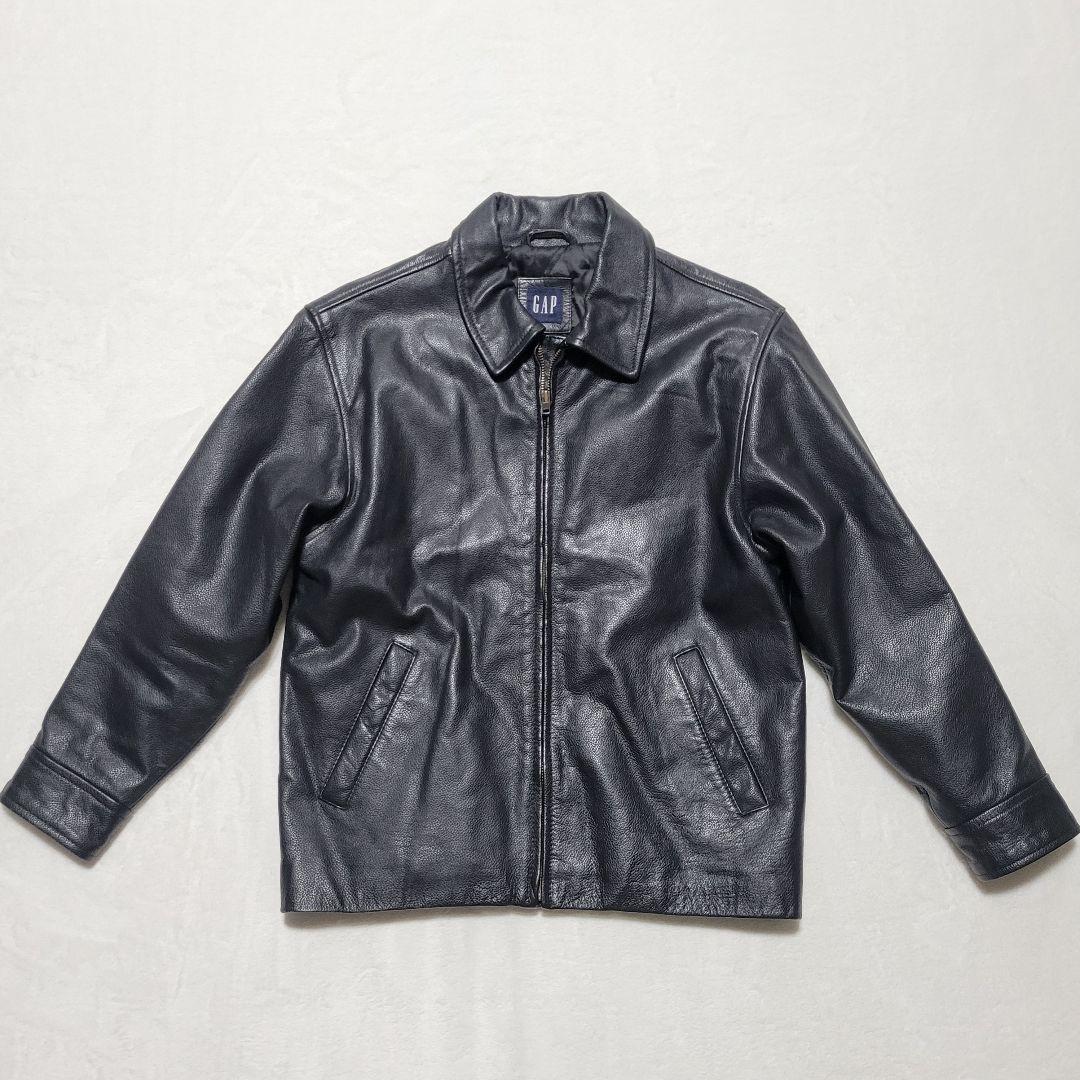 美品】OLD GAP レザージャケット 牛革 シボ革 大きいサイズ L 黒