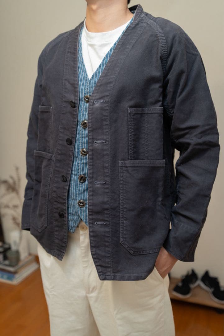 ネイビー コットン ノーカラージャケット ノーカラージャケット コットン裏毛 | JK | 【公式】D*g*y ONLINE