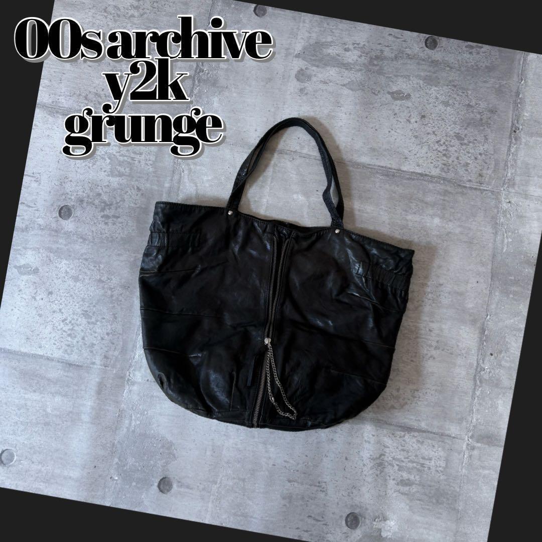 00s archive leather handbag zip y2k - メルカリ