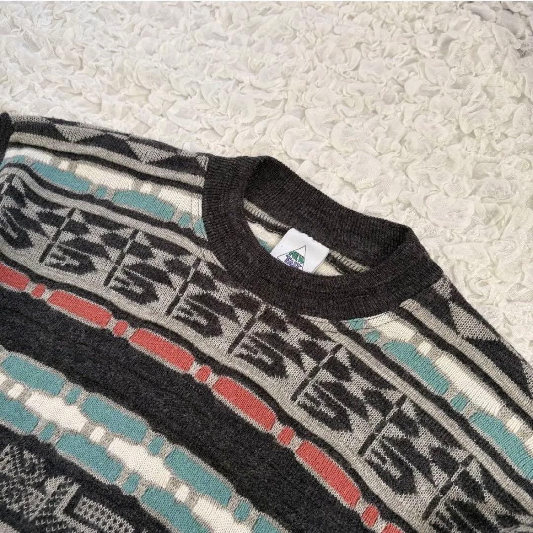 90s vintage 3Dニット 幾何学模様 ウール混 - メルカリ