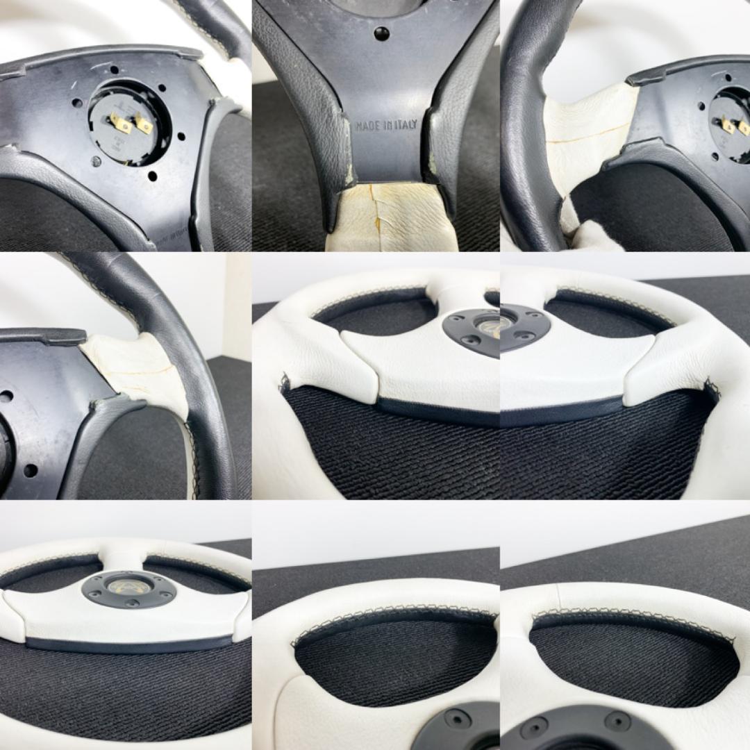 激レア イタルボランテ ホワイト×ブラック レザーステアリング 33φ