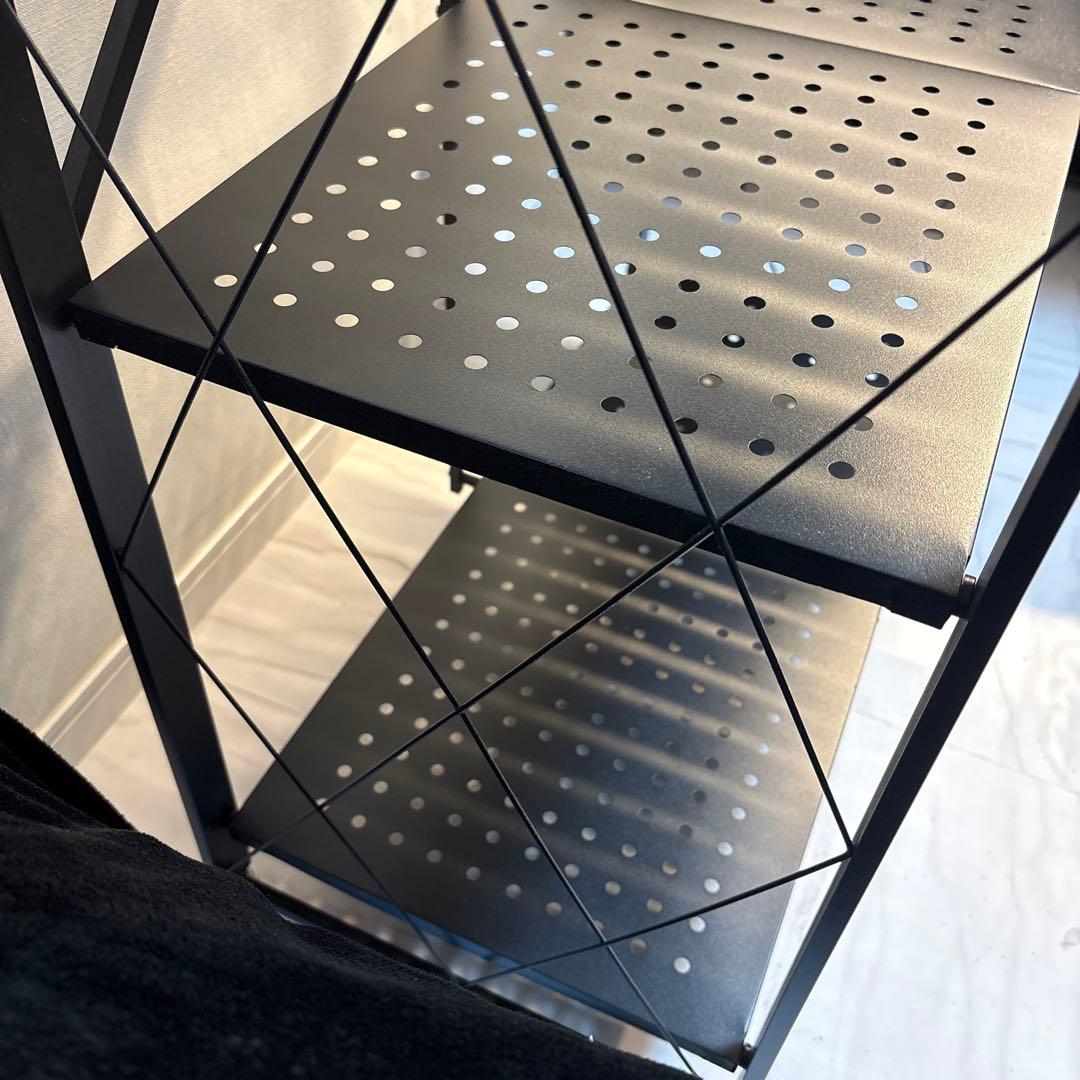 《 美品 》折りたたみラック 黒 キャスター付き 防錆 収納棚