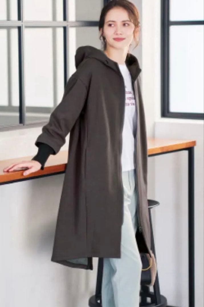 イシカワラボ★ヒトミ 裏ミンク調起毛ソフトダンボールフーディーロングコート イシカワラボ☆ヒトミ 裏ミンク調起毛 ソフトダンボール フーディー